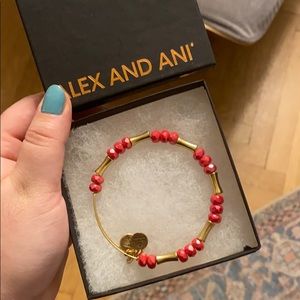 Alex and Ani bracelet - gold with red beads